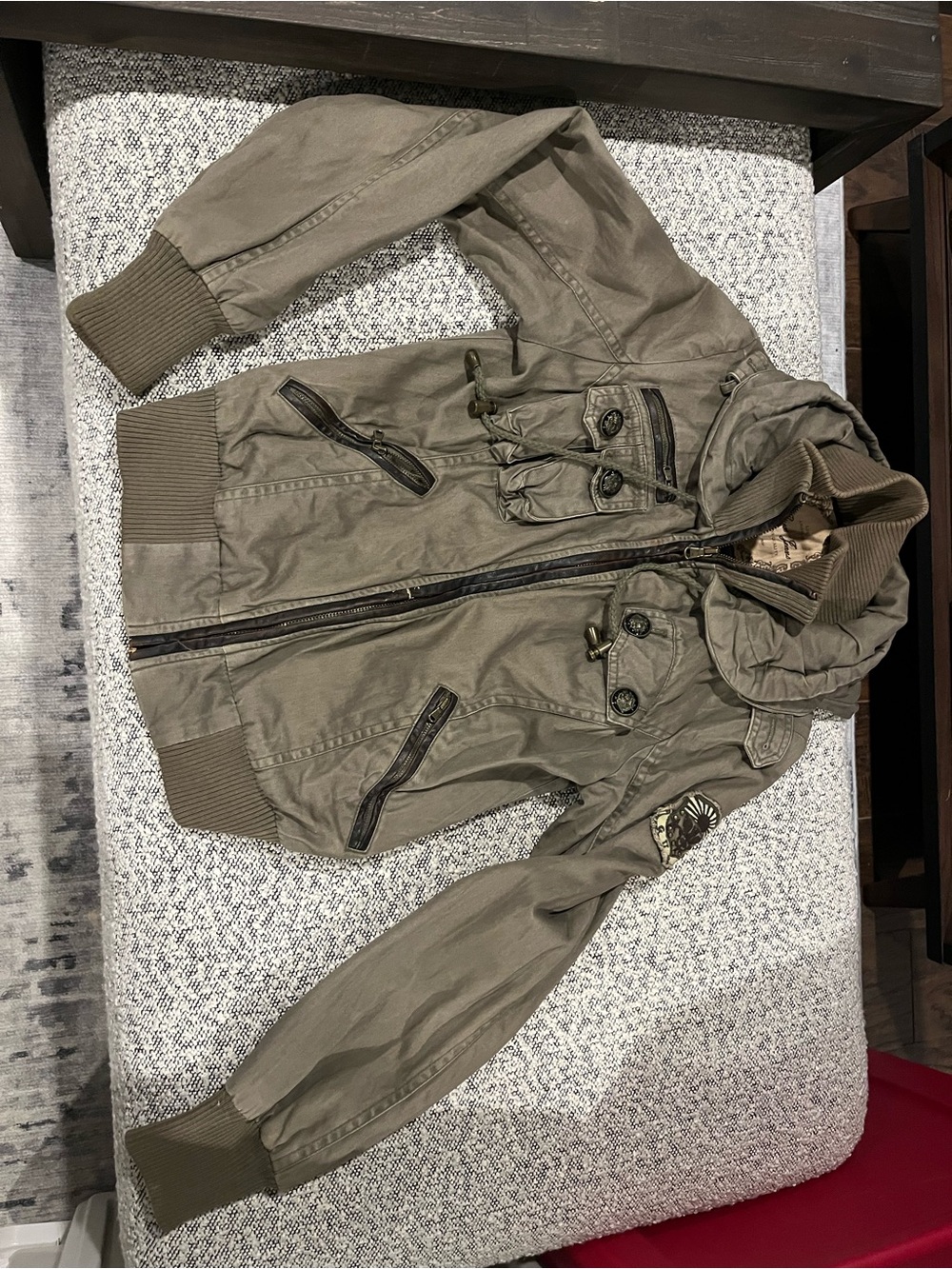 Women’s Guess Olive Green Hooded Utility Jacket